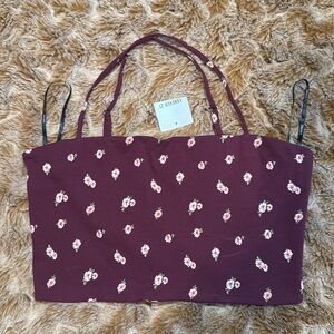 Forever 21 Floral Burgundy Women's crop top size XL
